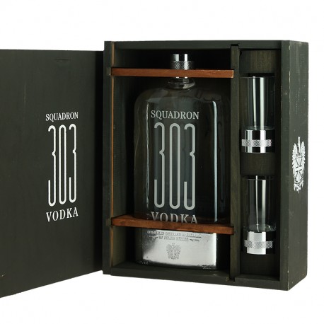 Coffret Squadron Leader Vodka Squadron 303 + 2 Verres