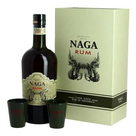 NAGA Rhum Vieux d'Indonésie  en Coffret + 2 verres shooter