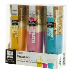 QUAI SUD Coffret COCKTAIL ADDICT 3 cocktails   Pina Colada, Pink Elephant, Blue Lagon