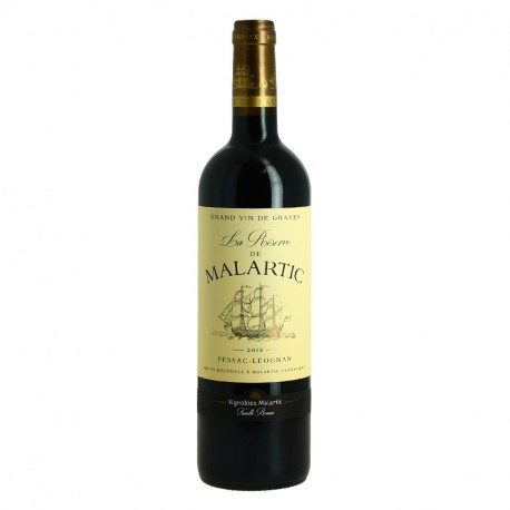 La RESERVE de MALARTIC Rouge 2018 Pessac Léognan 75 cl Second Vin du Château Malartic Lagravière 75 cl