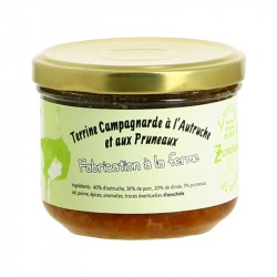 Terrine Campagnarde à la Viande d'Autruche et aux Pruneaux 200 Gr