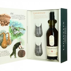 Coffret Whisky LAGAVULIN 8 ans + 2 Verres Islay Single Malt Whisky 70 cl