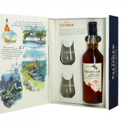 Whisky TALISKER 10 ans en Coffret + 2 Verres 70 cl