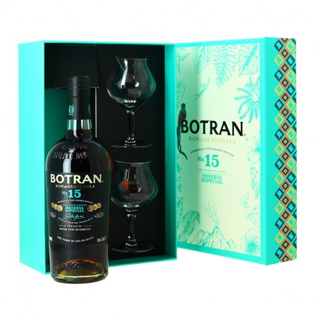 BOTRAN Solera 15 Rhum du Guatemala 70 cl Coffret cadeau + 2 Verres
