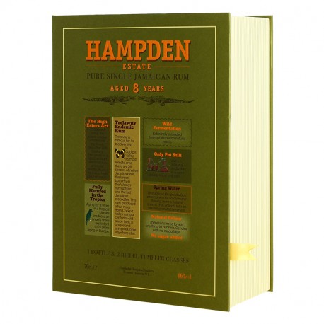 Rhum HAMPDEN 8 ans 70 cl en Coffret + 2 Verres