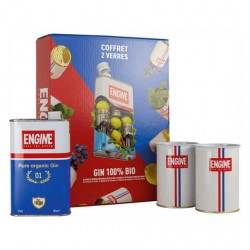 Coffret GIN ENGINE 50 cl en bidon métallique  + 2 Gobelets en Métal