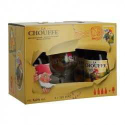La CHOUFFE bière Belge des Ardennes Coffret 4X33 cl + 1 Verre.