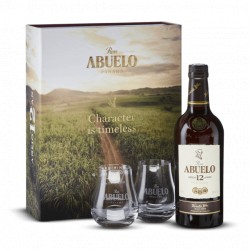 Coffret Cadeau Rhum ABUELO 12 Ans 70 cl + 2 Verres