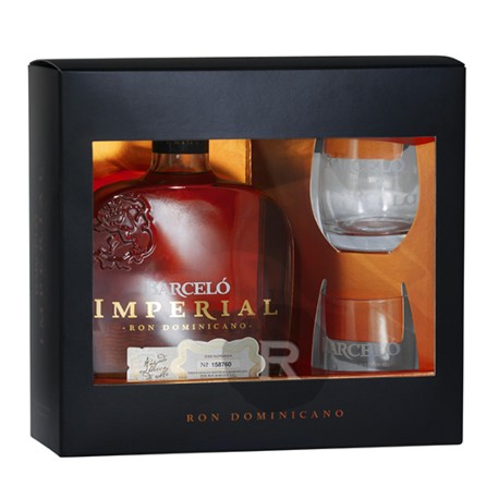 Coffret Rhum BARCELO IMPERIAL 70 cl + 2 Verres